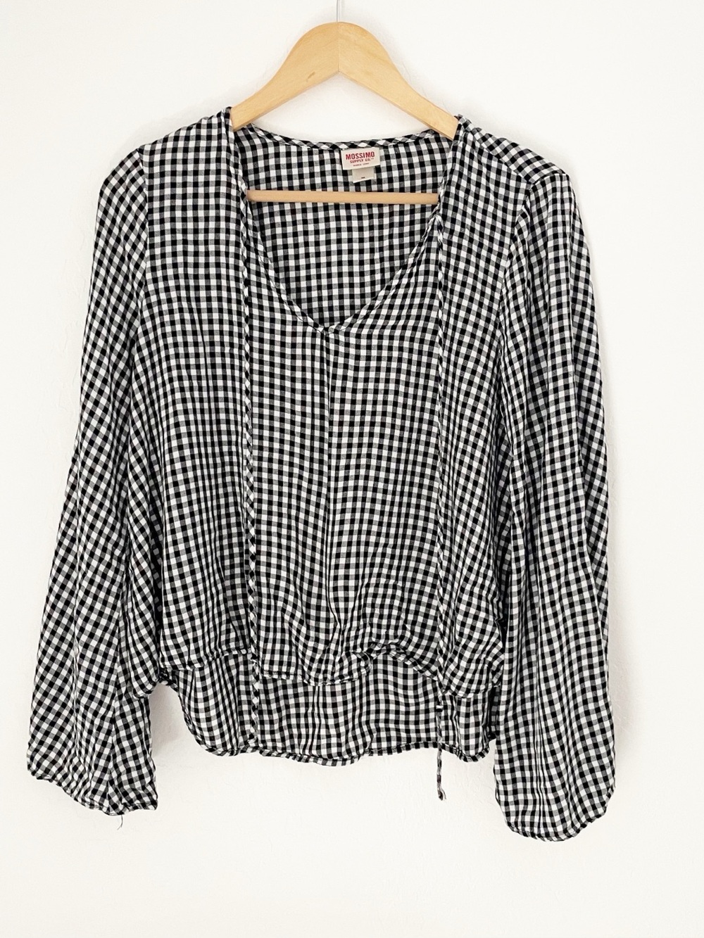 Mossimo gingham bell sleeve blouse size medium